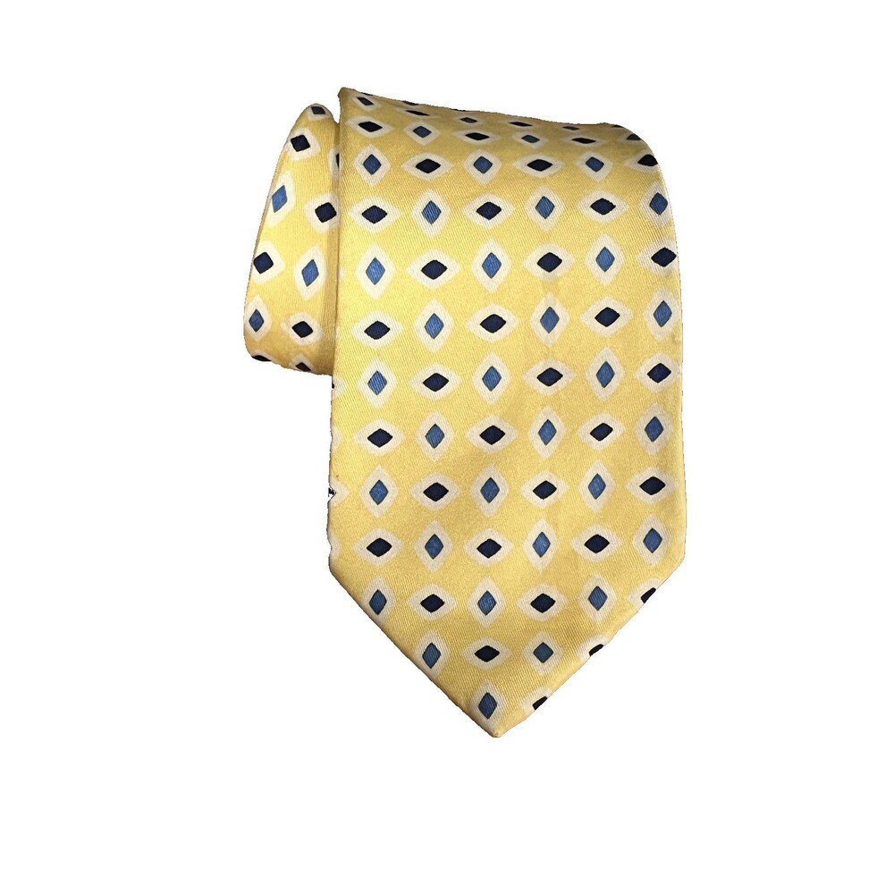 Turnbow Asser to Honor the Prince of Wales Shirtmaker Tie Yellow Blue Diamonds